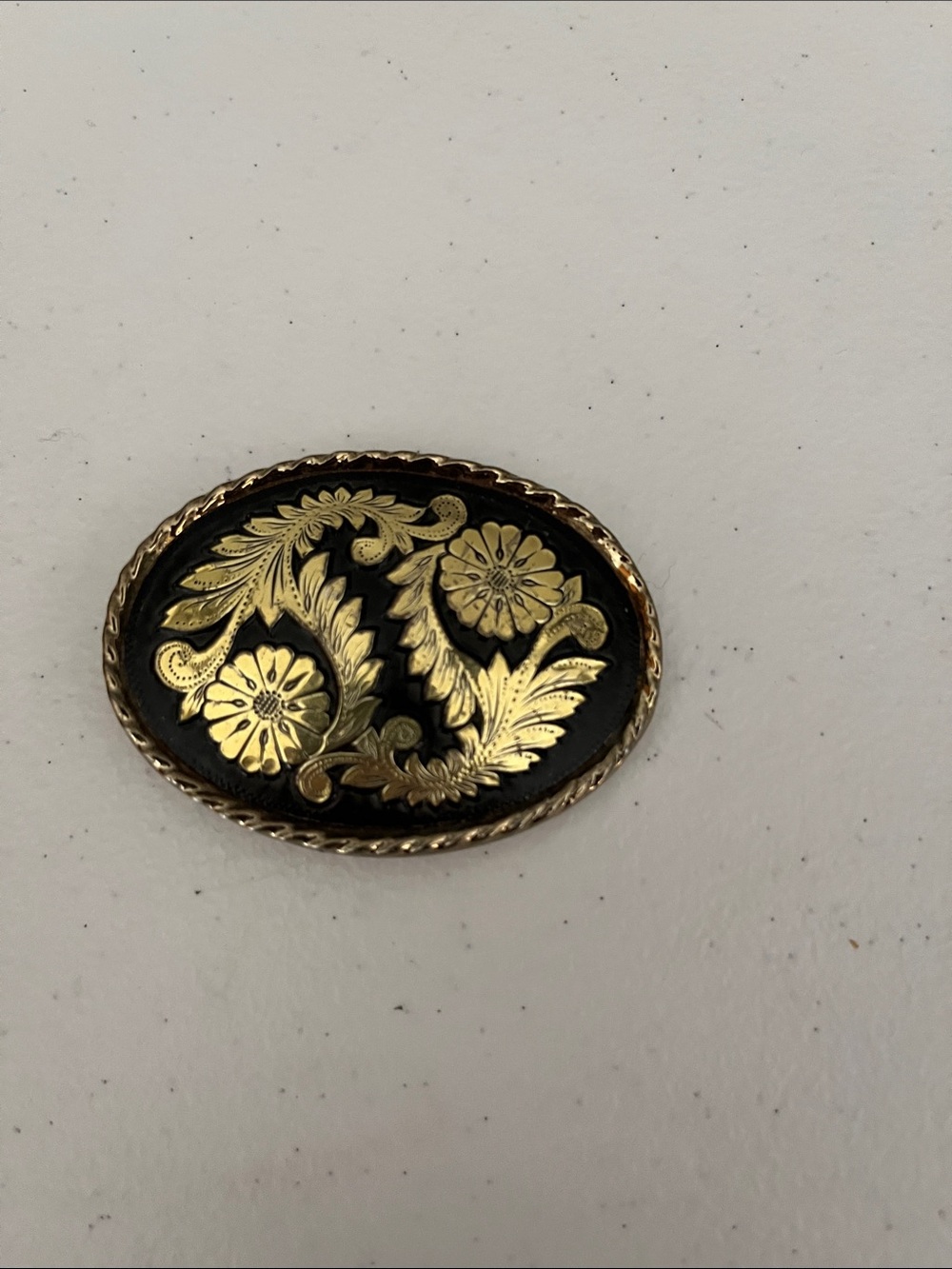 Vintage Rockmount Western Floral Oval Belt Buckle -Made in USA